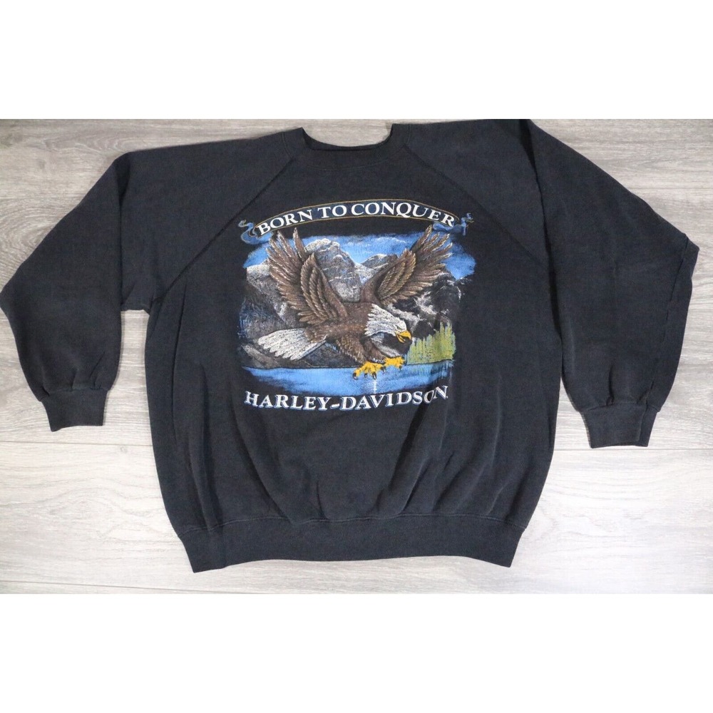Vintage 80s Harley Davidson Born To Conquer THUNDER RIDE Size XL, Eagle Sweater
